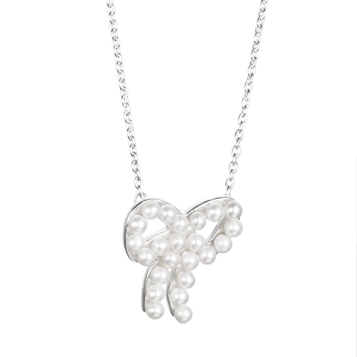 Mini Pearls Bow Halskjede Sølv 42-45 cm i gruppen Halskjede / Sølvkjede hos SCANDINAVIAN JEWELRY DESIGN (10-100-01603-4245)