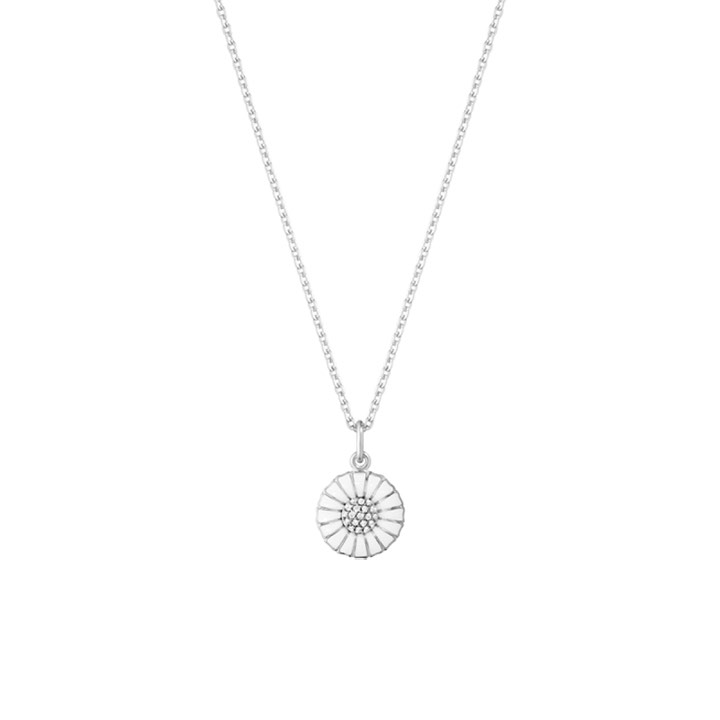DAISY Anheng Sølv RH WHITE ENAMEL 11 MM Diamant 0.05 ct 45 cm i gruppen Halskjede / Diamantkjede hos SCANDINAVIAN JEWELRY DESIGN (10010534)