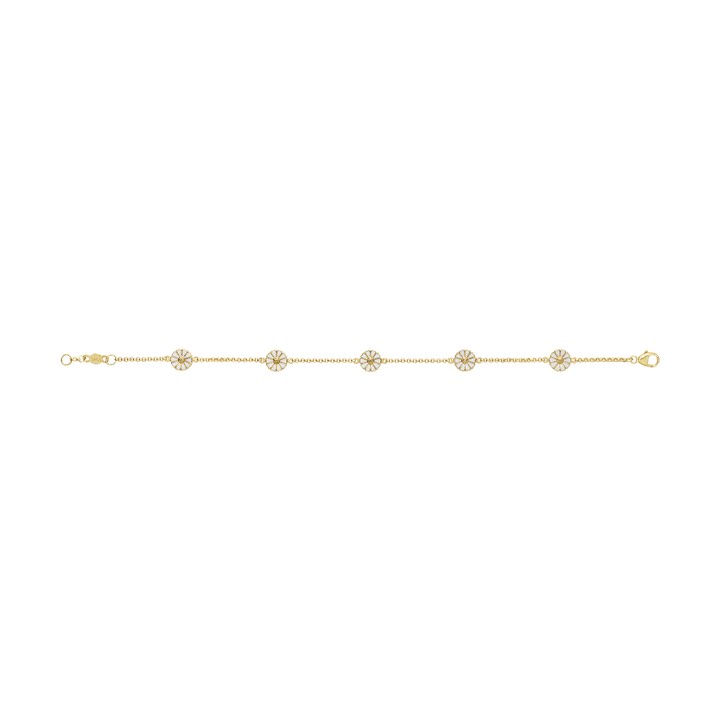 DAISY Armbånd Sølv gullplettert WHITE ENAMEL 5X7 MM DAISY 18.5 cm i gruppen Armbånd / Sølvarmbånd hos SCANDINAVIAN JEWELRY DESIGN (10018927)