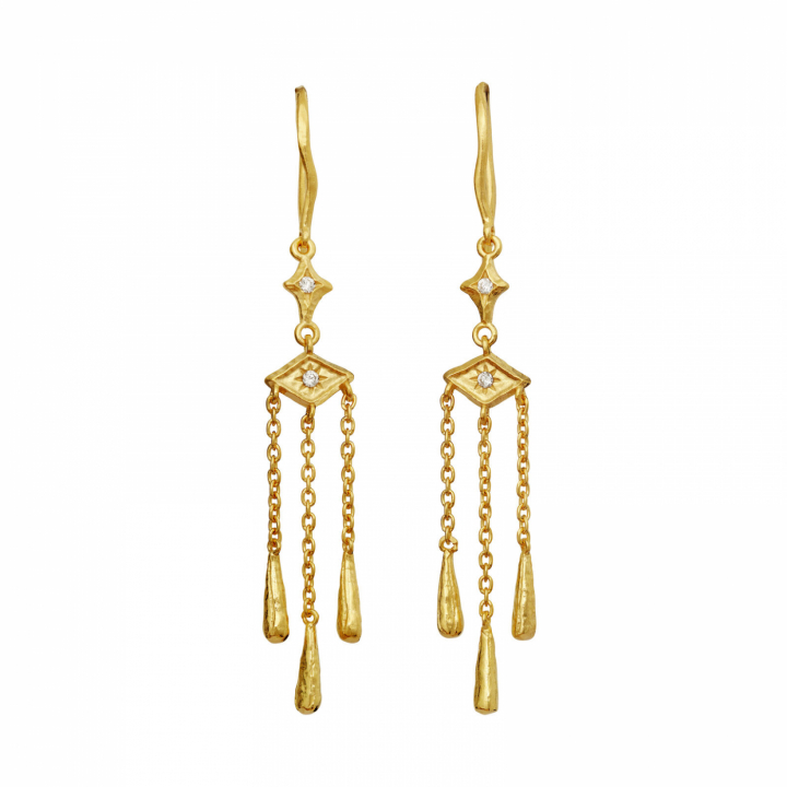 Trio Earrings Gold i gruppen Øredobber / Gulløredobber hos SCANDINAVIAN JEWELRY DESIGN (10025A)