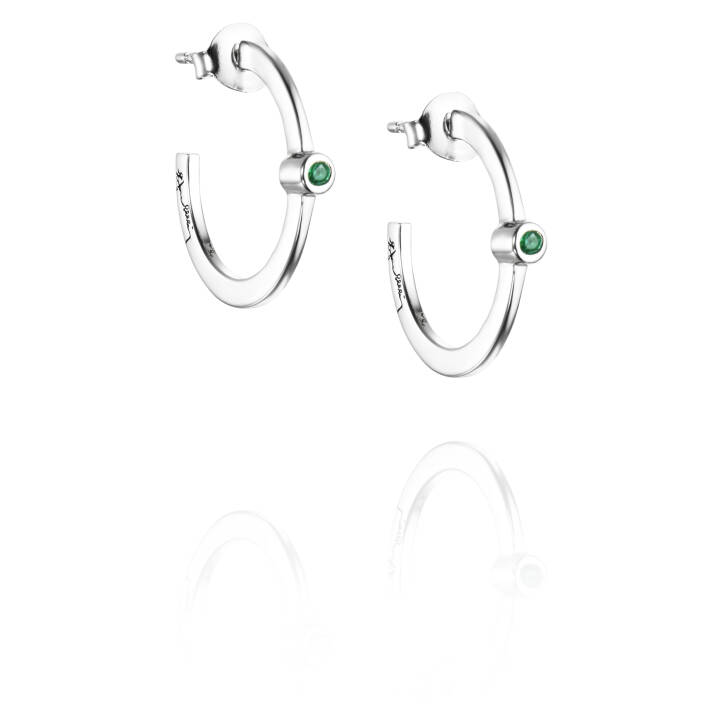 Micro Blink Hoops - Green Emerald Øreringer Sølv i gruppen Øredobber / Sølvøredobber hos SCANDINAVIAN JEWELRY DESIGN (12-100-01895-0000)