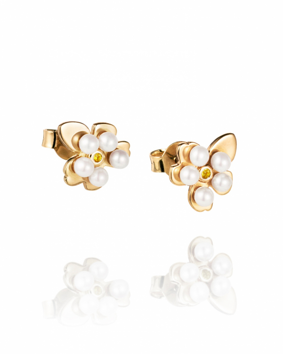 Förgätmigej Earrings Goldplated Silver i gruppen Øredobber / Perleøredobber hos SCANDINAVIAN JEWELRY DESIGN (12-108-02343-0000)