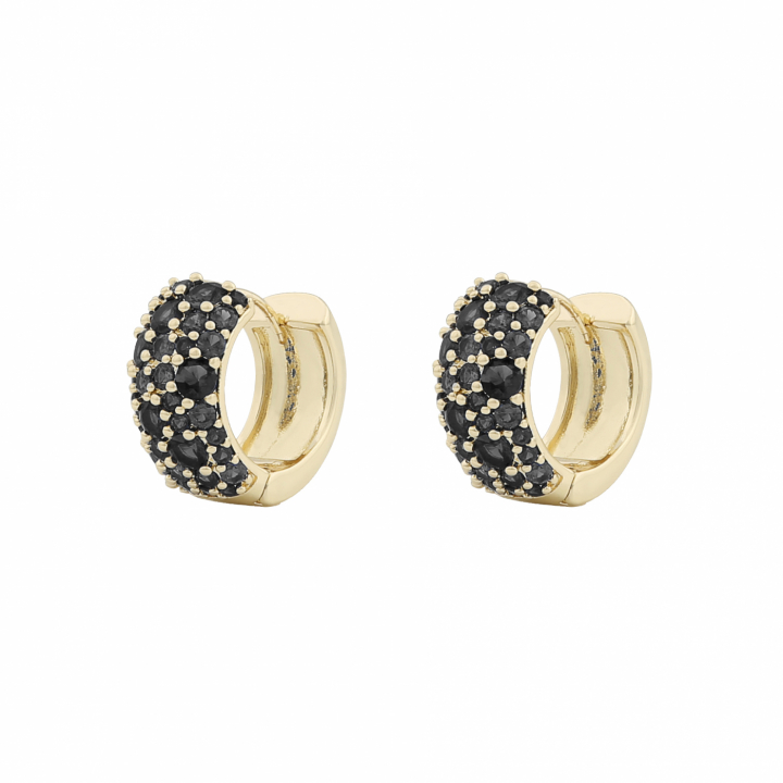 Copenhagen wide ring ear Gold/black-Onesize i gruppen Øredobber / Gulløredobber hos SCANDINAVIAN JEWELRY DESIGN (1269-6900-064-ONE)