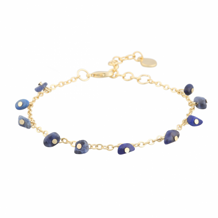 Capri stone charm brace gold blue i gruppen Armbånd / Gullarmbånd hos SCANDINAVIAN JEWELRY DESIGN (1274-3300-185-ONE)