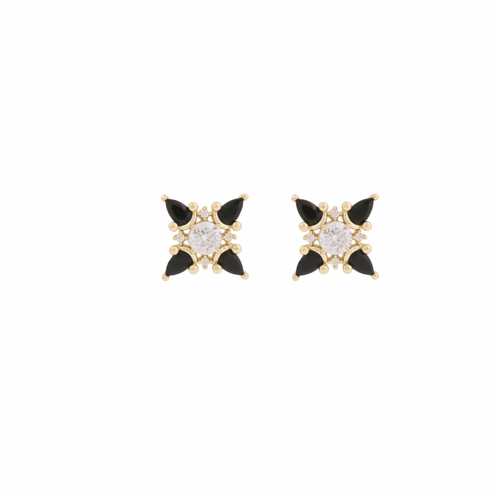 Wiz ear Gold/mix black-Onesize i gruppen Øredobber / Gulløredobber hos SCANDINAVIAN JEWELRY DESIGN (1284-6300-450-ONE)