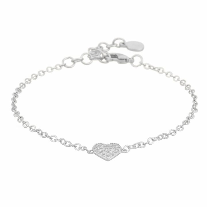 North heart chain brace Sølv/clear-Onesize i gruppen Armbånd / Sølvarmbånd hos SCANDINAVIAN JEWELRY DESIGN (1289-3300-012-ONE)