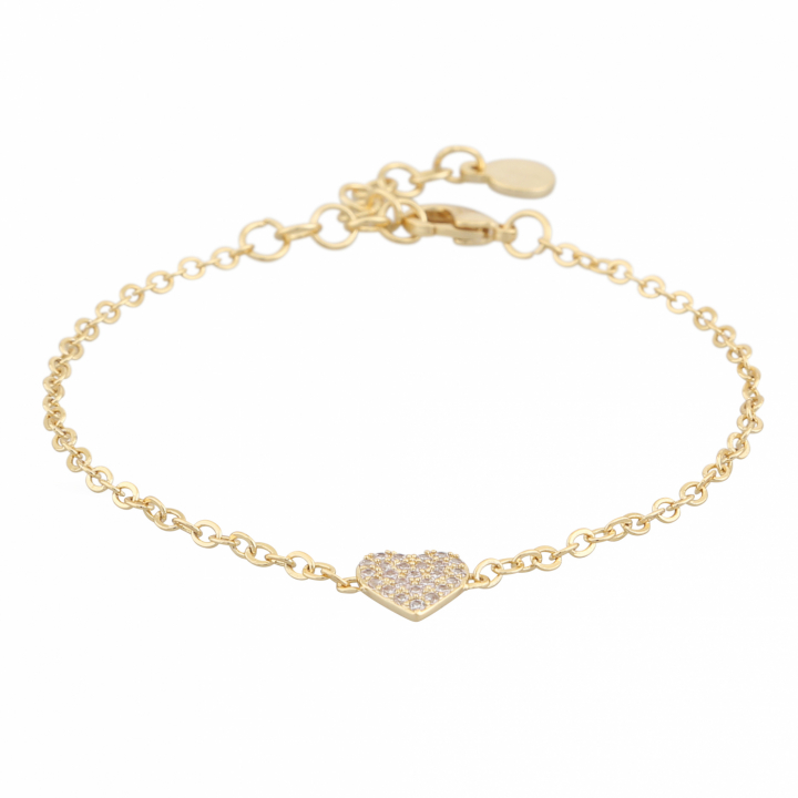 North heart chain brace Gold/clear-Onesize i gruppen Armbånd / Gullarmbånd hos SCANDINAVIAN JEWELRY DESIGN (1289-3300-251-ONE)