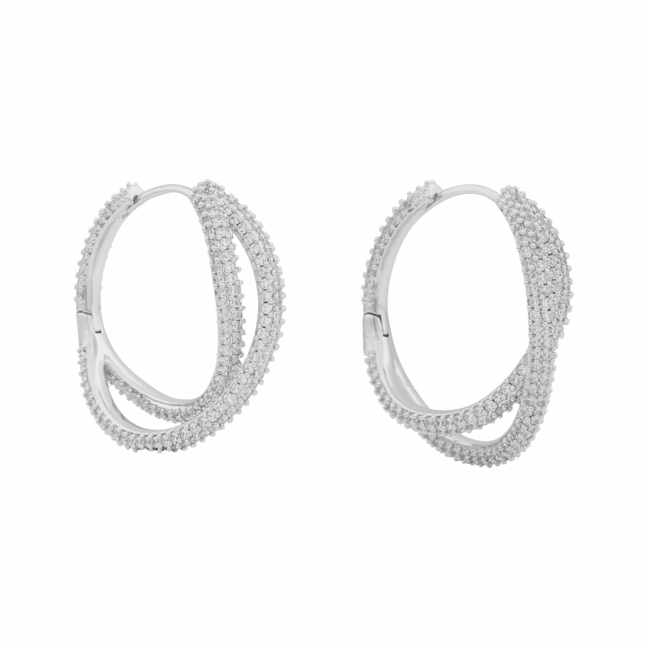 North double ring ear Sølv/clear-Onesize i gruppen Øredobber / Sølvøredobber hos SCANDINAVIAN JEWELRY DESIGN (1289-7400-012-ONE)