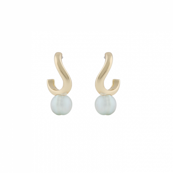 Julie small ear Gold light blue i gruppen Øredobber / Gulløredobber hos SCANDINAVIAN JEWELRY DESIGN (1311-6400-378)