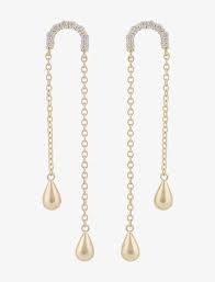 Fanny dubbel chain earrings gold i gruppen Øredobber / Gulløredobber hos SCANDINAVIAN JEWELRY DESIGN (1323-6200-251)