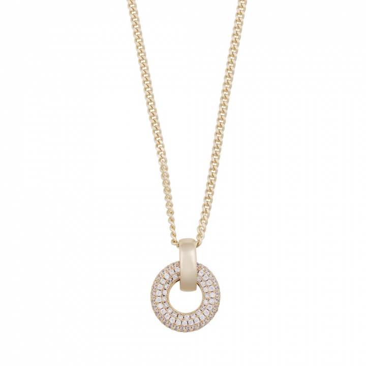 Liz big double ring crystal pendant neck gold i gruppen Halskjede / Gullkjede hos SCANDINAVIAN JEWELRY DESIGN (1359-0160-251)