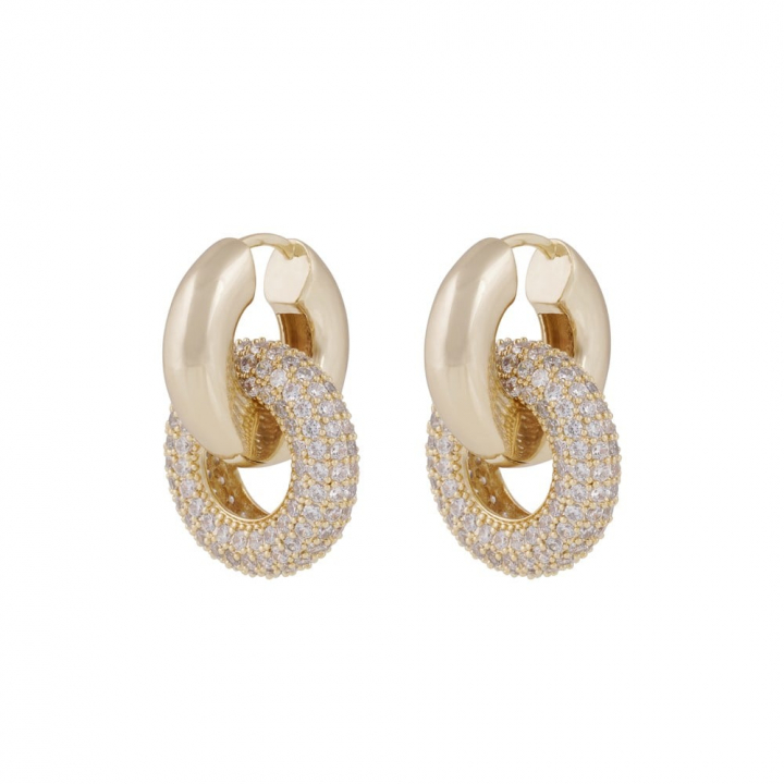 Liz double ring crystal Earrings Gold i gruppen Øredobber / Gulløredobber hos SCANDINAVIAN JEWELRY DESIGN (1359-6200-251)