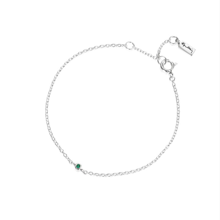 Micro Blink - Green Emerald Armbånd Sølv 16-19 cm i gruppen Armbånd / Sølvarmbånd hos SCANDINAVIAN JEWELRY DESIGN (14-100-01893-1619)