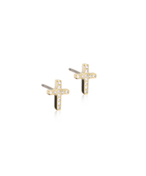 GT Brilliance Cross 8 mm, Crystal i gruppen Øredobber / Gulløredobber hos SCANDINAVIAN JEWELRY DESIGN (15-13171-01)