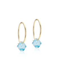 GT Ear Ring 14 mm, Bicone 6 mm, Aquamarine i gruppen Øredobber / Gulløredobber hos SCANDINAVIAN JEWELRY DESIGN (15-1347-05)