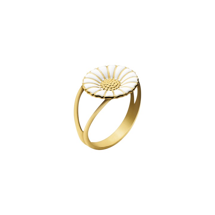 DAISY Ring WHITE ENAMEL 11 mm (Gull) i gruppen Ringer / Gullringer hos SCANDINAVIAN JEWELRY DESIGN (20000310)