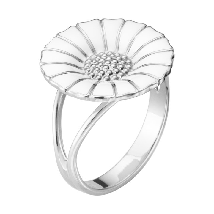 DAISY Ring WHITE ENAMEL 18 mm Sølv i gruppen Ringer / Sølvringer hos SCANDINAVIAN JEWELRY DESIGN (20000903)