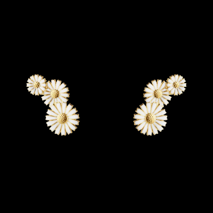 DAISY 3 Flower Earrings Gold i gruppen Øredobber / Gulløredobber hos SCANDINAVIAN JEWELRY DESIGN (20001665)