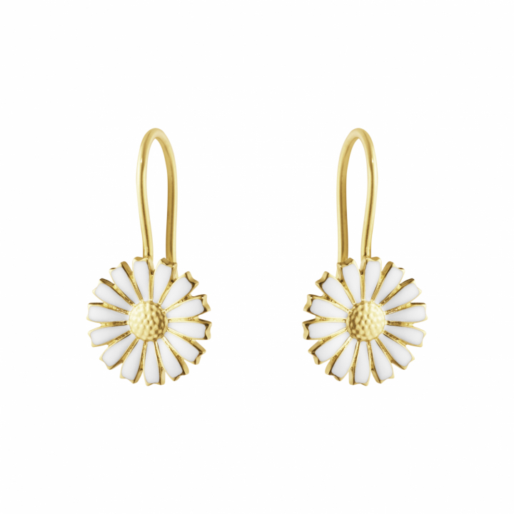 DAISY Earrings gold-plated Silver WHITE ENAMEL 11 MM i gruppen Øredobber / Gulløredobber hos SCANDINAVIAN JEWELRY DESIGN (20001723)