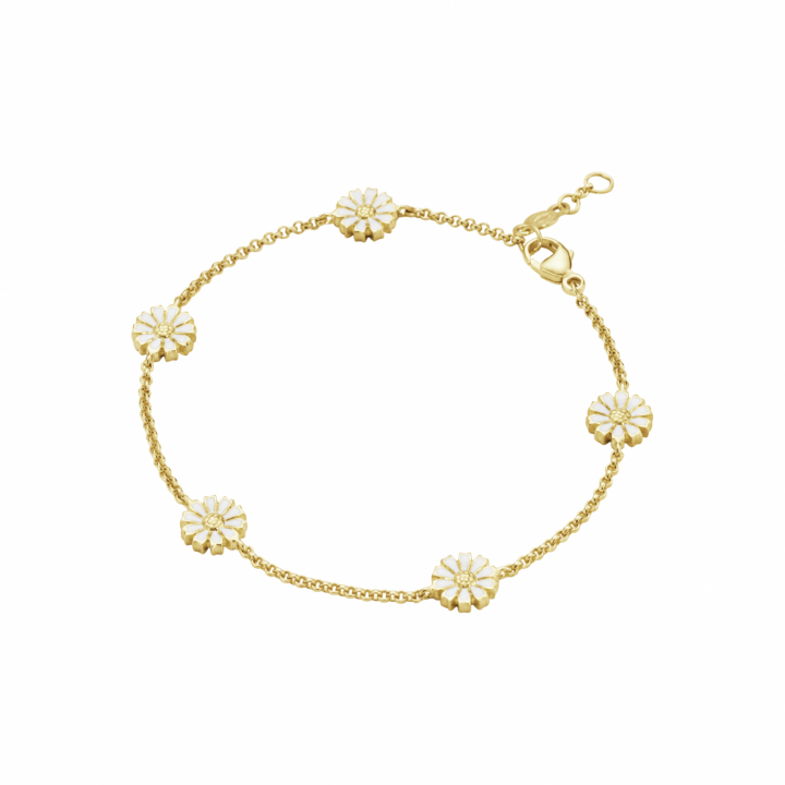 DAISY Bracelet gold-plated silver WHITE ENAMEL i gruppen Armbånd / Gullarmbånd hos SCANDINAVIAN JEWELRY DESIGN (20001724)