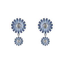 DAISY Double Earrings Silver BLUE 13 MM/8 MM i gruppen Øredobber / Sølvøredobber hos SCANDINAVIAN JEWELRY DESIGN (20001740)