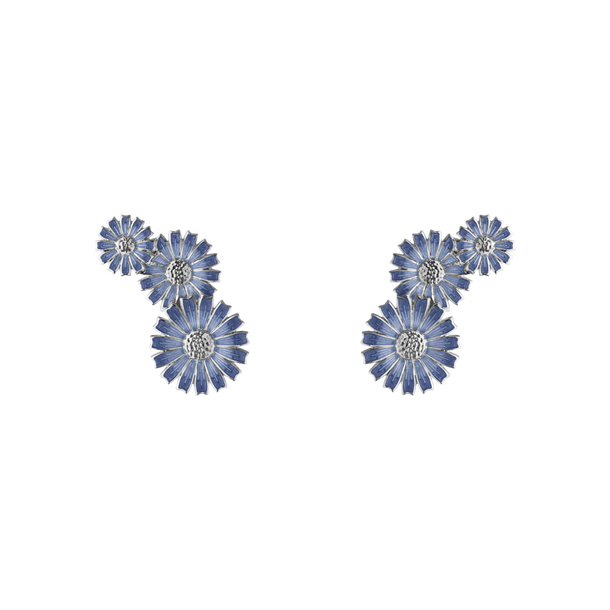 DAISY 3 FLOWER Earrings BLUE i gruppen Øredobber / Sølvøredobber hos SCANDINAVIAN JEWELRY DESIGN (20001742)