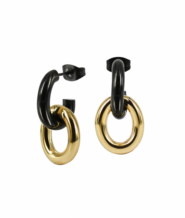 RUBY Øreringer Svart/Gull i gruppen Øredobber / Gulløredobber hos SCANDINAVIAN JEWELRY DESIGN (373101)