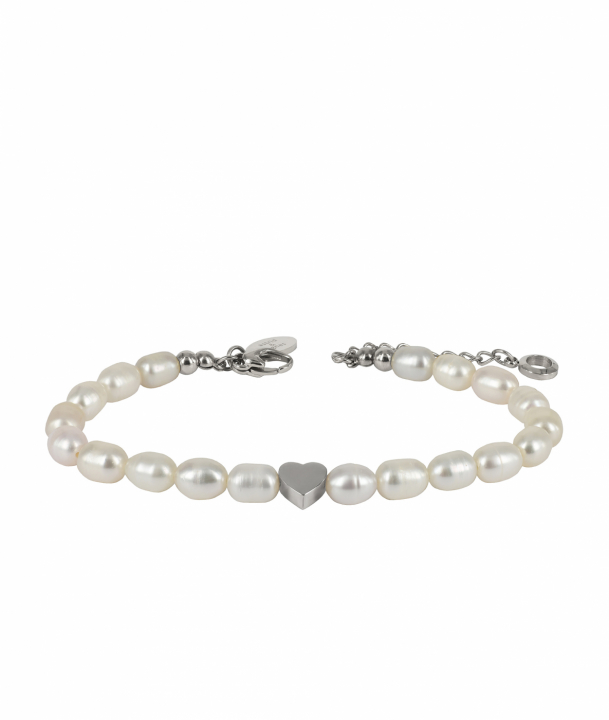 ELISE Pearl Bracelet Vit/Stål i gruppen Armbånd / Sølvarmbånd hos SCANDINAVIAN JEWELRY DESIGN (373538)