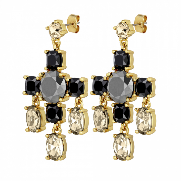 LEONORA Gull BLACK/GOLDEN Øreringer i gruppen Øredobber / Gulløredobber hos SCANDINAVIAN JEWELRY DESIGN (430073)