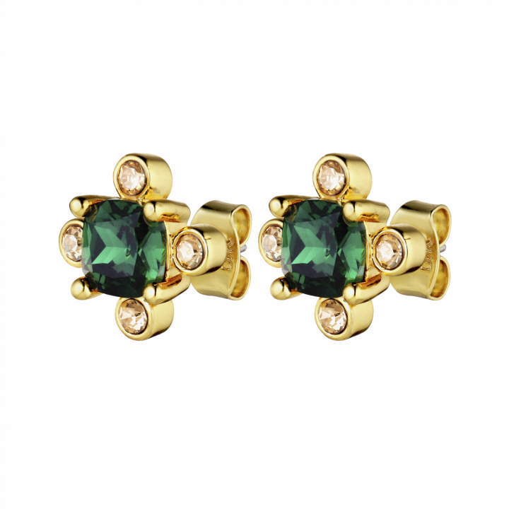 GIGI Gull EMERALD GREEN Øreringer i gruppen Øredobber / Gulløredobber hos SCANDINAVIAN JEWELRY DESIGN (430113)