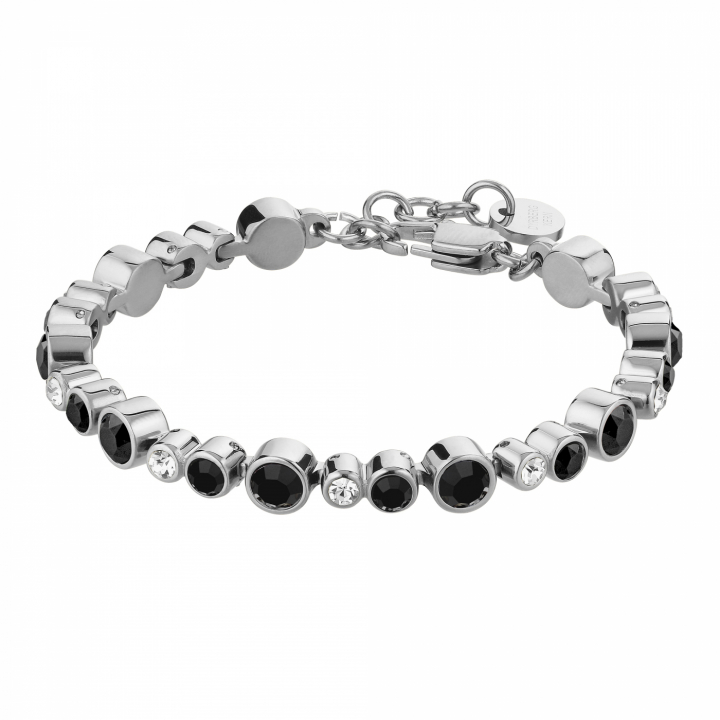 TERESIA Sølv BLACK / CRYSTAL Armbånd i gruppen Armbånd / Sølvarmbånd hos SCANDINAVIAN JEWELRY DESIGN (430144)