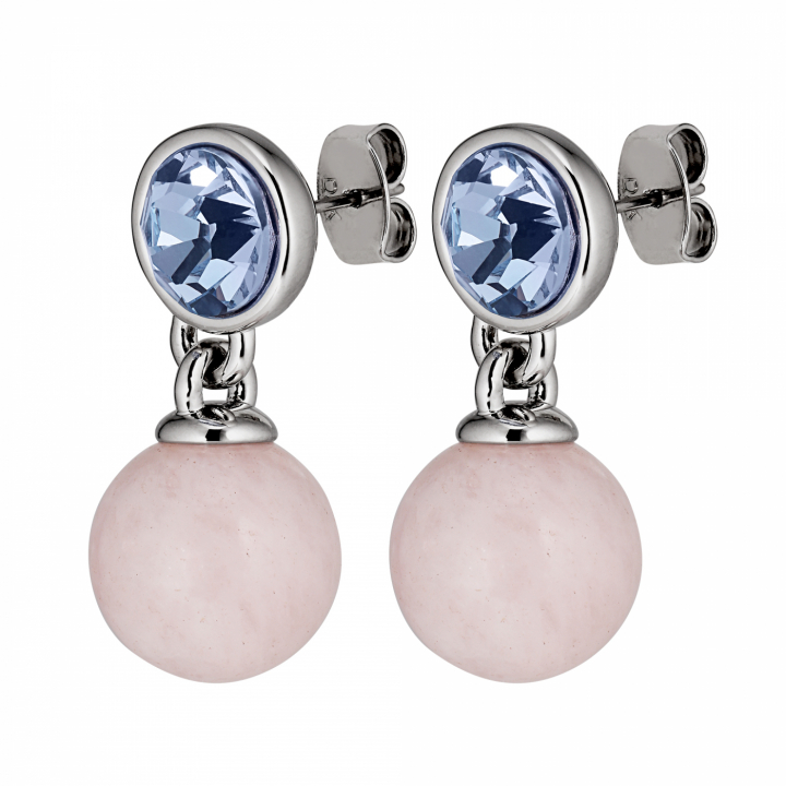 NAOMI Sølv LIGHT BLUE/ROSE i gruppen Øredobber / Sølvøredobber hos SCANDINAVIAN JEWELRY DESIGN (440028)