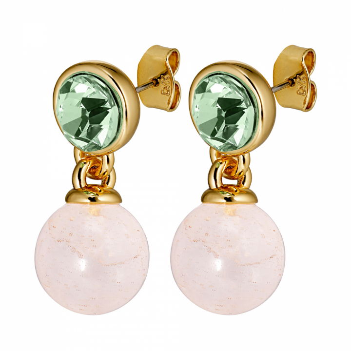 NAOMI Gull L. GREEN/ROSE i gruppen Øredobber / Gulløredobber hos SCANDINAVIAN JEWELRY DESIGN (440029)