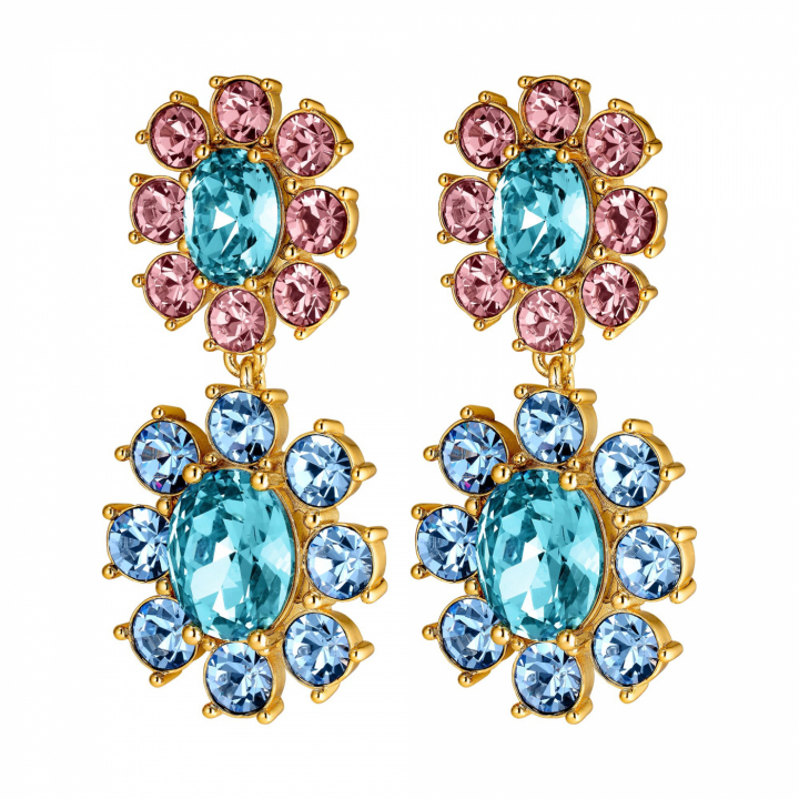 LINA Gull LIGHT BLUE/ROSE i gruppen Øredobber / Gulløredobber hos SCANDINAVIAN JEWELRY DESIGN (440062)