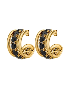 HELEN SG BLACK Earrings Gold i gruppen Øredobber hos SCANDINAVIAN JEWELRY DESIGN (450092)