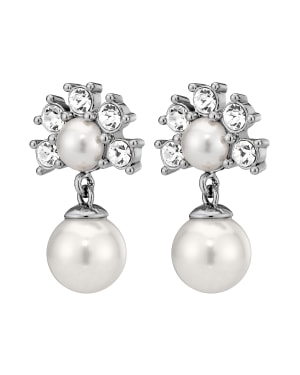 VERONICA SS CRYSTAL /WHITE PEARL Earrings Silver i gruppen Øredobber / Perleøredobber hos SCANDINAVIAN JEWELRY DESIGN (450108)