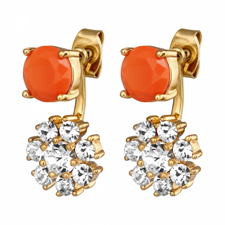 FLOSS SG CORAL / CRYSTAL Earrings Gold i gruppen Øredobber / Gulløredobber hos SCANDINAVIAN JEWELRY DESIGN (460084)