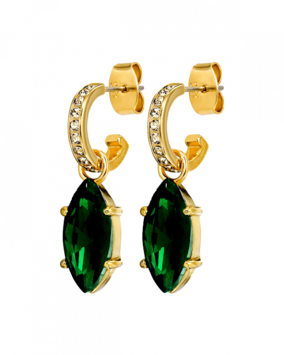 JUNIPE SG EMERALD GREEN EARRINGS GOLD i gruppen Øredobber / Gulløredobber hos SCANDINAVIAN JEWELRY DESIGN (470002)