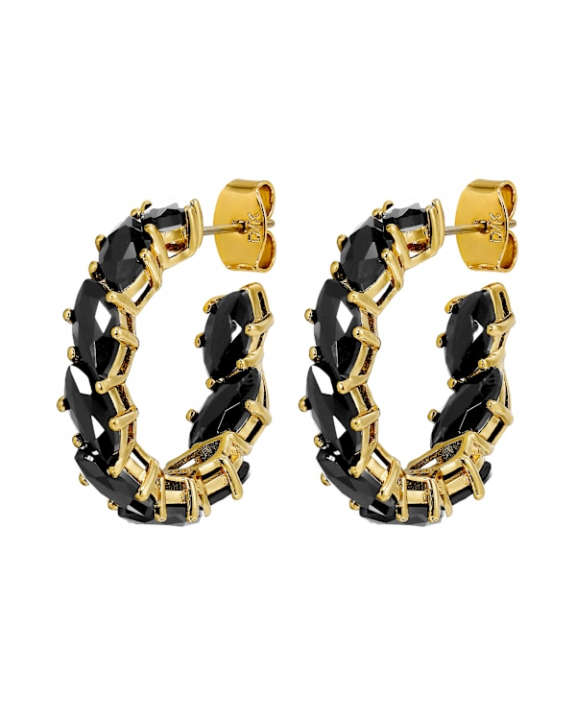 TAMARIN SG BLACK EARRINGS GOLD i gruppen Øredobber / Gulløredobber hos SCANDINAVIAN JEWELRY DESIGN (470016)