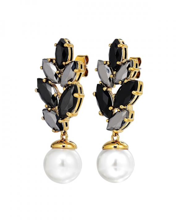 BALETE SG BLACK_WHITE PEARL EARRINGS GOLD i gruppen Øredobber / Perleøredobber hos SCANDINAVIAN JEWELRY DESIGN (470026)
