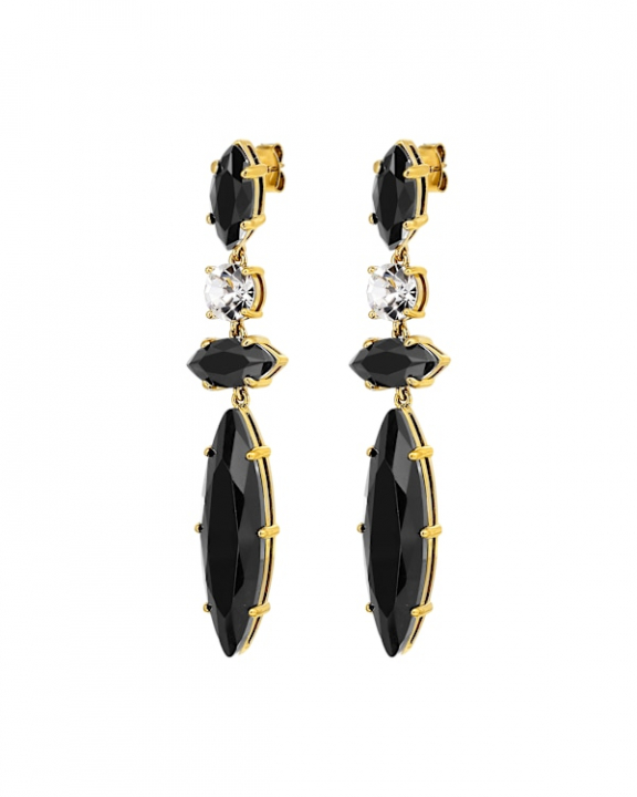TENERE SG BLACK_CRYSTAL EARRINGS GOLD i gruppen Øredobber / Gulløredobber hos SCANDINAVIAN JEWELRY DESIGN (470031)