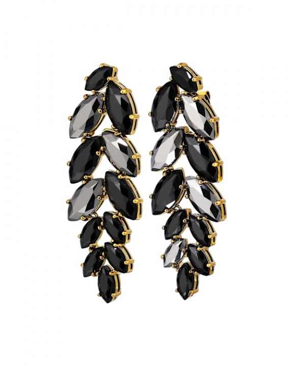 BANYAN SG BLACK EARRINGS GOLD i gruppen Øredobber / Gulløredobber hos SCANDINAVIAN JEWELRY DESIGN (470036)