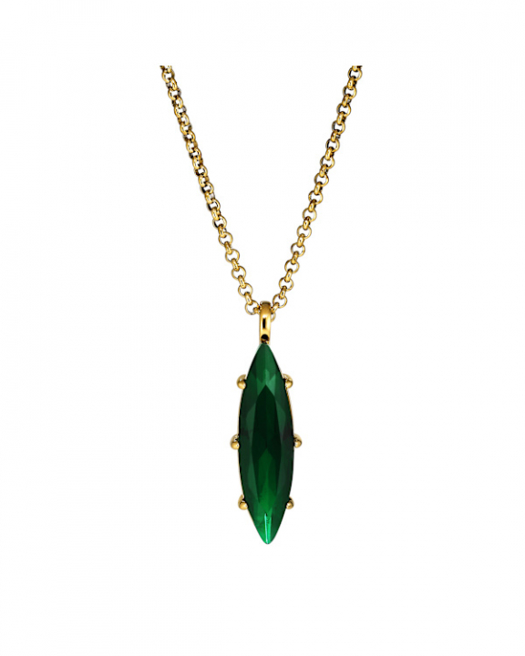 TAKESHI SG EMERALD GREEN NECKLACE GOLD i gruppen Halskjede / Gullkjede hos SCANDINAVIAN JEWELRY DESIGN (470042)
