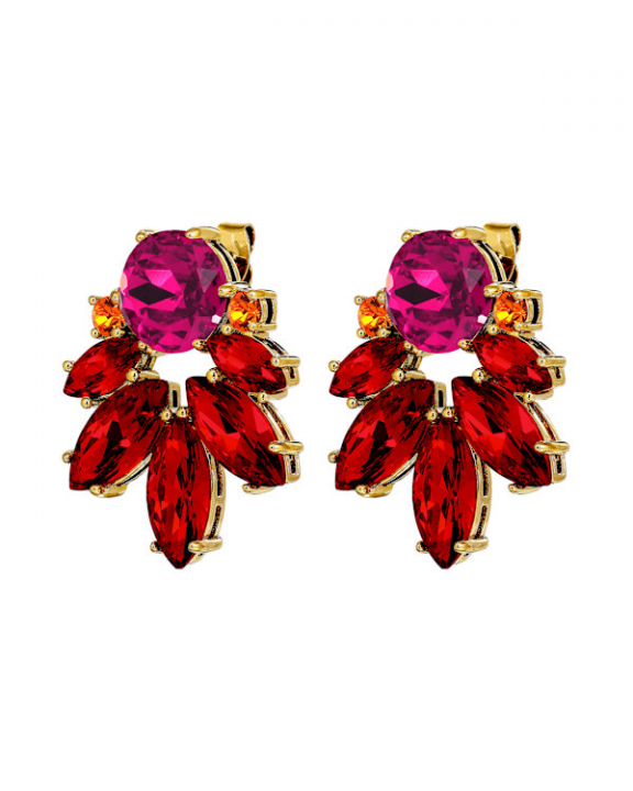 DRAGO SG RED / PINK EARRINGS GOLD i gruppen Øredobber / Gulløredobber hos SCANDINAVIAN JEWELRY DESIGN (470064)