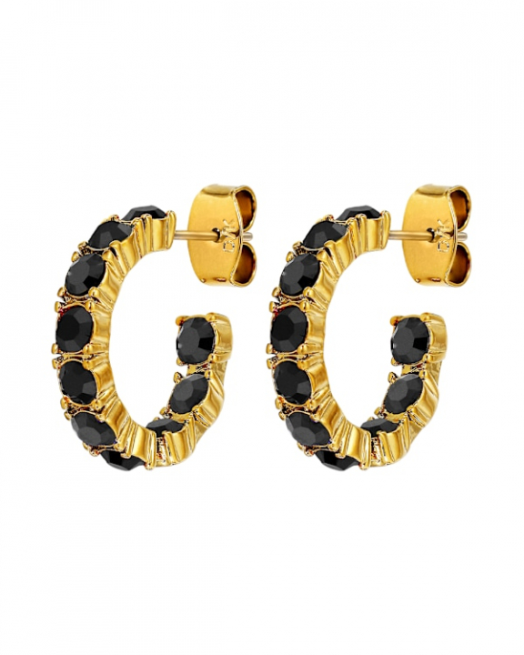 RAQUEL SG BLACK EARRINGS GOLD i gruppen Øredobber / Gulløredobber hos SCANDINAVIAN JEWELRY DESIGN (470113)