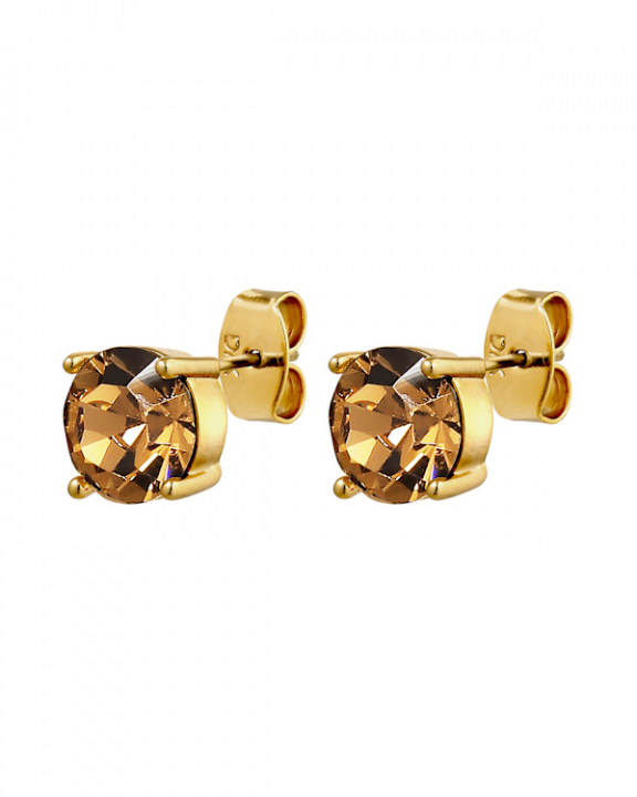 DAZE SG BROWN EARRINGS GOLD i gruppen Øredobber / Gulløredobber hos SCANDINAVIAN JEWELRY DESIGN (470129)