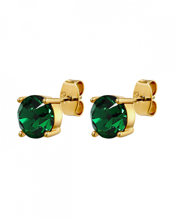 DAZE SG EMERALD GREEN EARRINGS GOLD i gruppen Øredobber / Gulløredobber hos SCANDINAVIAN JEWELRY DESIGN (470134)