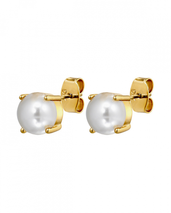 DAZE SG WHITE PEARL EARRINGS GOLD i gruppen Øredobber / Perleøredobber hos SCANDINAVIAN JEWELRY DESIGN (470135)