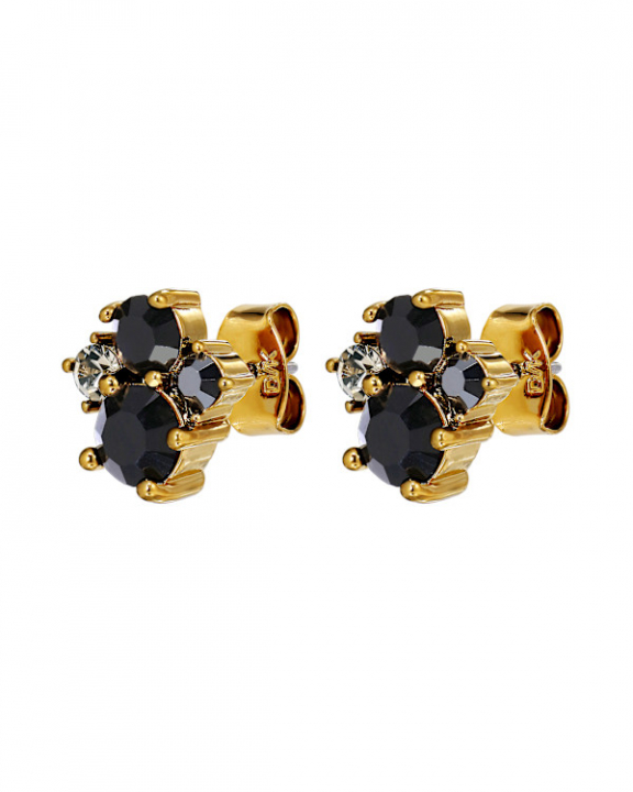 BILLIS SG BLACK MIX EARRINGS GOLD i gruppen Øredobber / Gulløredobber hos SCANDINAVIAN JEWELRY DESIGN (470137)