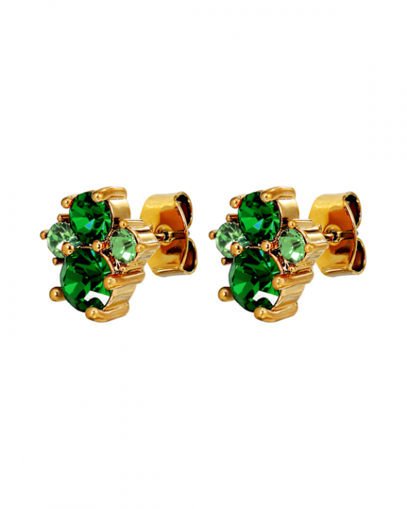 BILLIS SG GREEN MIX EARRINGS GOLD i gruppen Øredobber / Gulløredobber hos SCANDINAVIAN JEWELRY DESIGN (470138)
